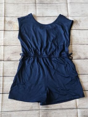 Wonder nation Navy Sleeveless Girls Romper with Side Ties L 10/12